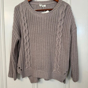 Miracle Sweater Lavender cable front detailing with side slits size S / M